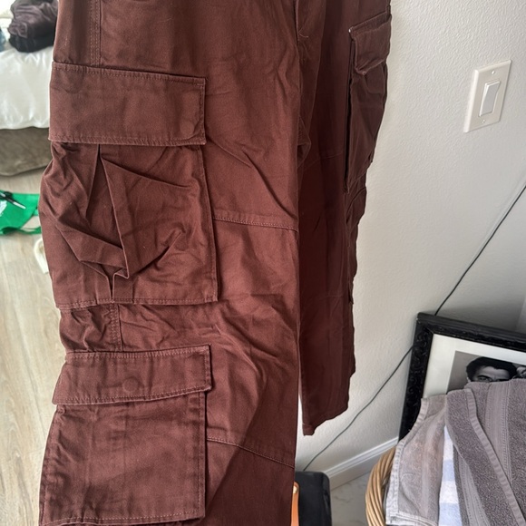 Chocolate brown double pocket cargo pants relaxed fit size 34 - Picture 5 of 6